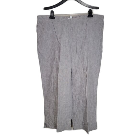 J Jill Love Linen Gray Cropped Wide Leg Pull On Pants - Picture 1 of 4